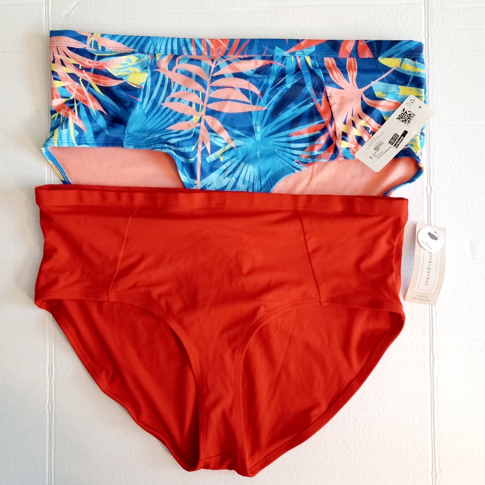 Peyton & Parker swim bottoms size OX  solid red and blue tropical